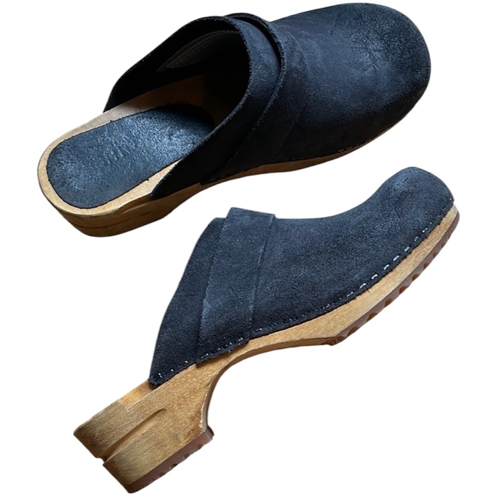 SANITA black suede clog - size 39 NWOT